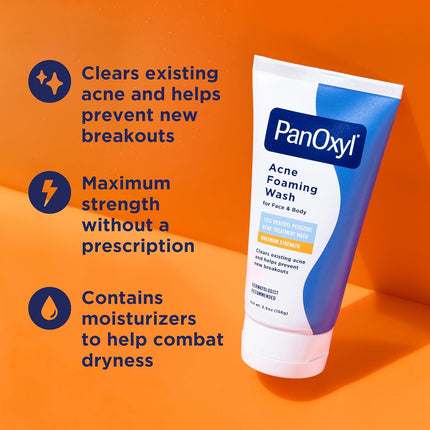 Dermatolog önerilen PanOxyl akne temizleyici köpük, parfümsüz formül