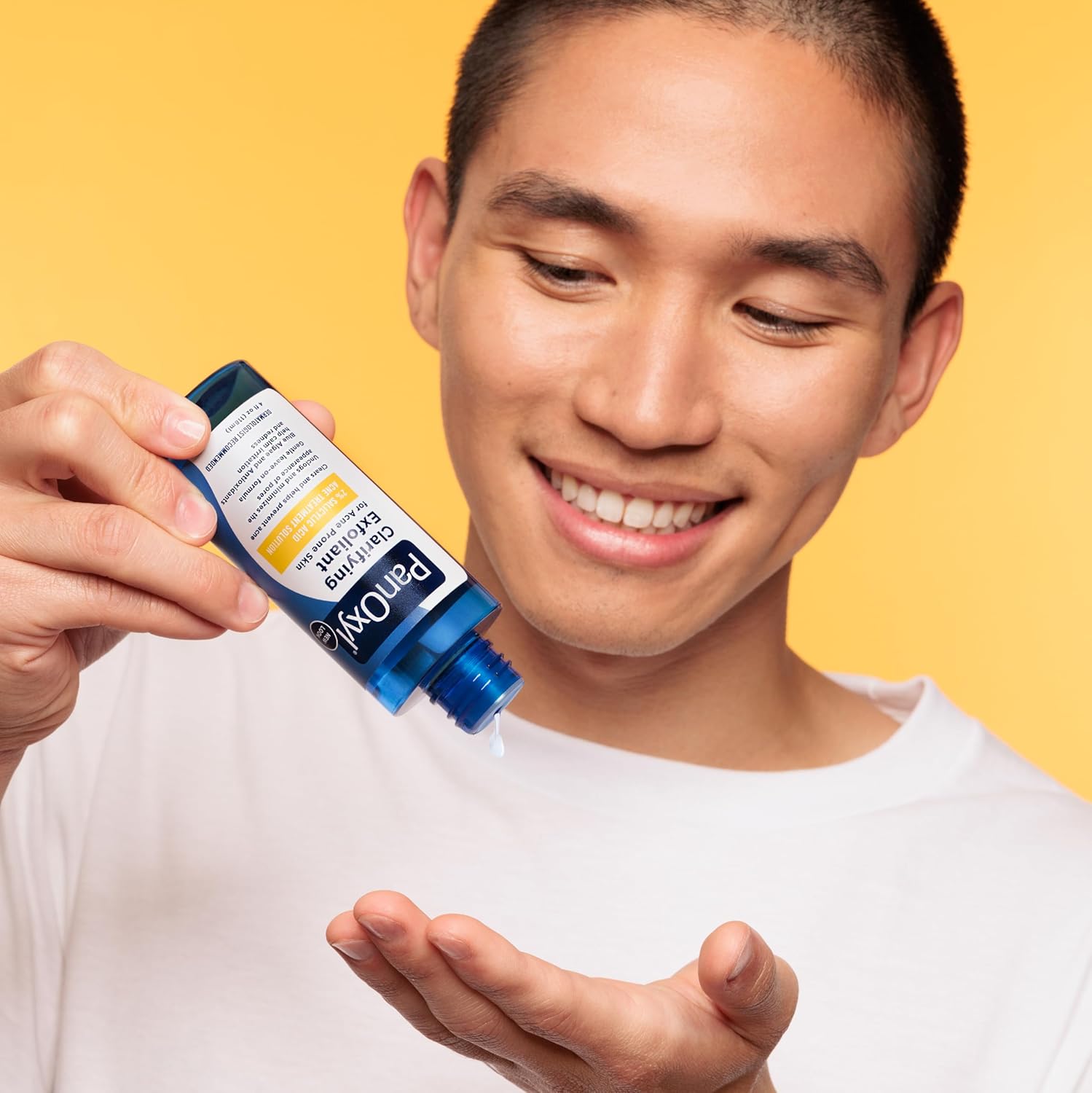 PanOxyl used in daily skincare routine with cleanser and moisturizer