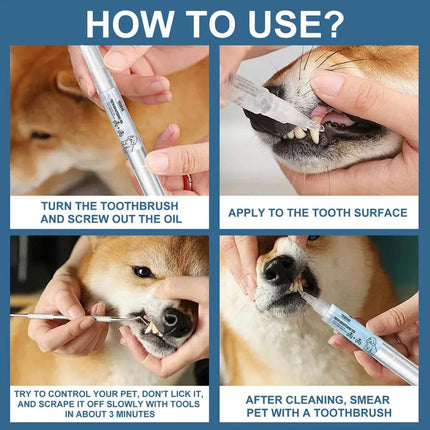 PearlyPaws Pet Dental Kit | Toothbrush Pen for Dogs & Cats — Plaque & Tartar Removal