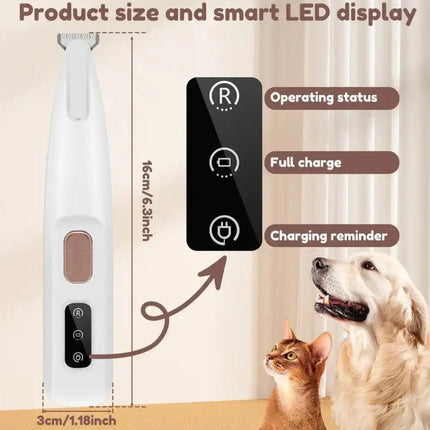 Pet Paw Hair Trimmer | Low-Noise Electric Grooming Trimmer with LED Light for Dogs & Cats
