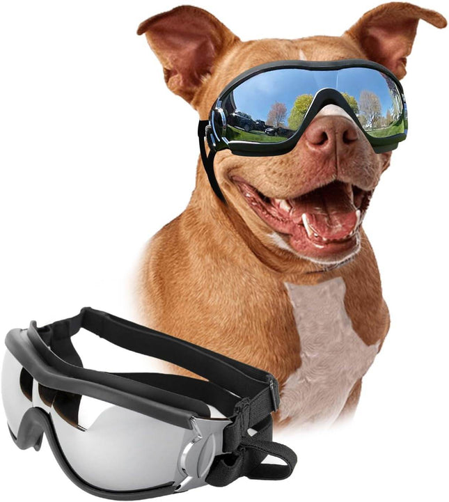 PETLESO Dog Goggles Large Breed, Large Dog Sunglasses Eye Protection for Dogs Windproof Goggles for Medium Large Dog Riding Biking Driving, Black - Marcapon