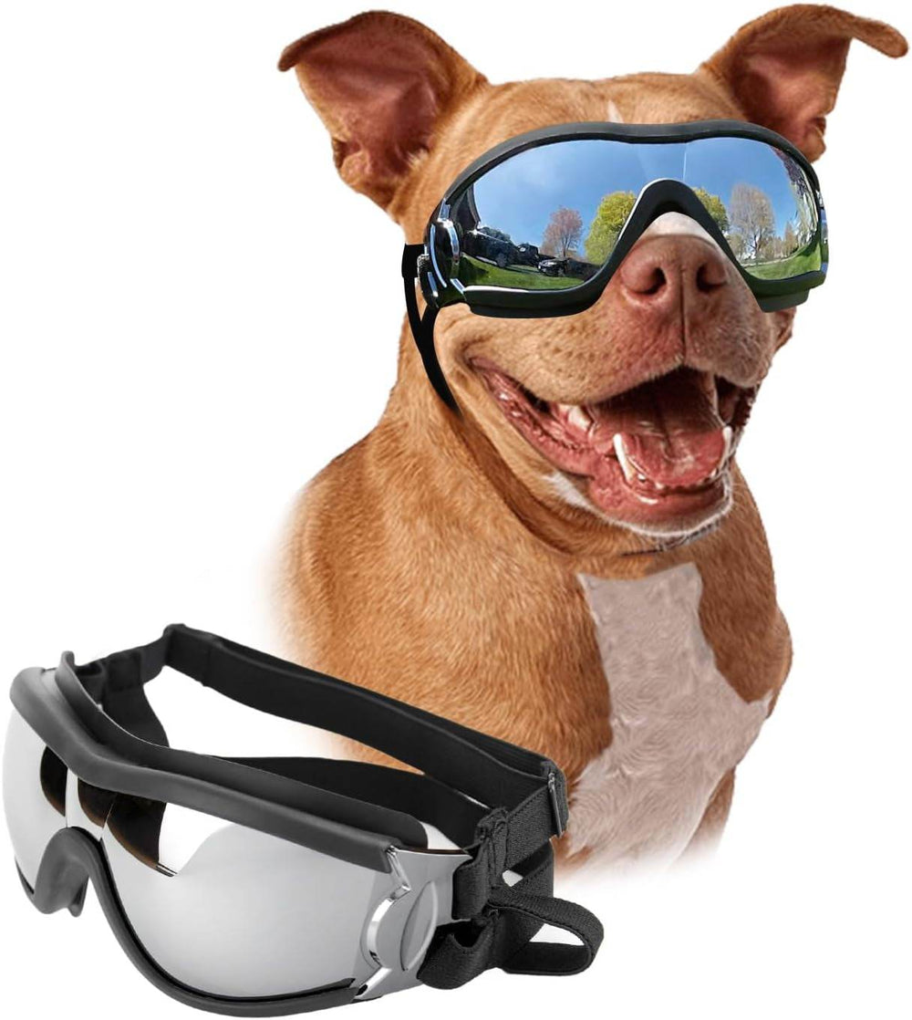 PETLESO Dog Goggles Large Breed, Large Dog Sunglasses Eye Protection for Dogs Windproof Goggles for Medium Large Dog Riding Biking Driving, Black - Marcapon