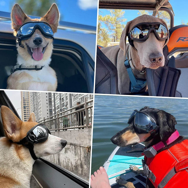 PETLESO Dog Goggles Large Breed, Large Dog Sunglasses Eye Protection for Dogs Windproof Goggles for Medium Large Dog Riding Biking Driving, Black - Marcapon