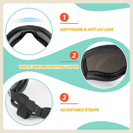 PETLESO Dog Goggles Large Breed, Large Dog Sunglasses Eye Protection for Dogs Windproof Goggles for Medium Large Dog Riding Biking Driving, Black - Marcapon