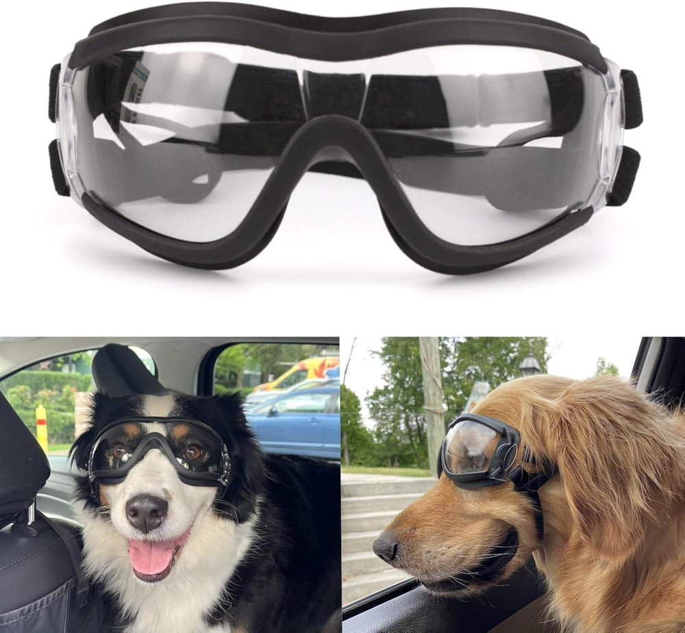 PETLESO Dog Goggles Large Breed, Large Dog Sunglasses Eye Protection for Dogs Windproof Goggles for Medium Large Dog Riding Biking Driving, Black - Marcapon