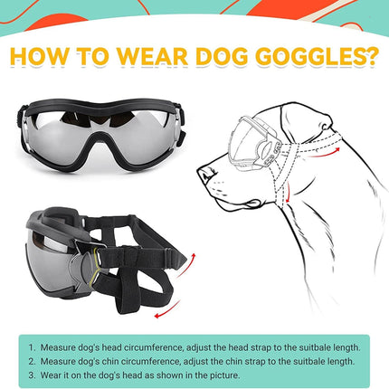 PETLESO Dog Goggles Large Breed, Large Dog Sunglasses Eye Protection for Dogs Windproof Goggles for Medium Large Dog Riding Biking Driving, Black - Marcapon