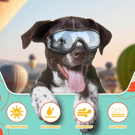 PETLESO Dog Goggles Large Breed, Large Dog Sunglasses Eye Protection for Dogs Windproof Goggles for Medium Large Dog Riding Biking Driving, Black - Marcapon