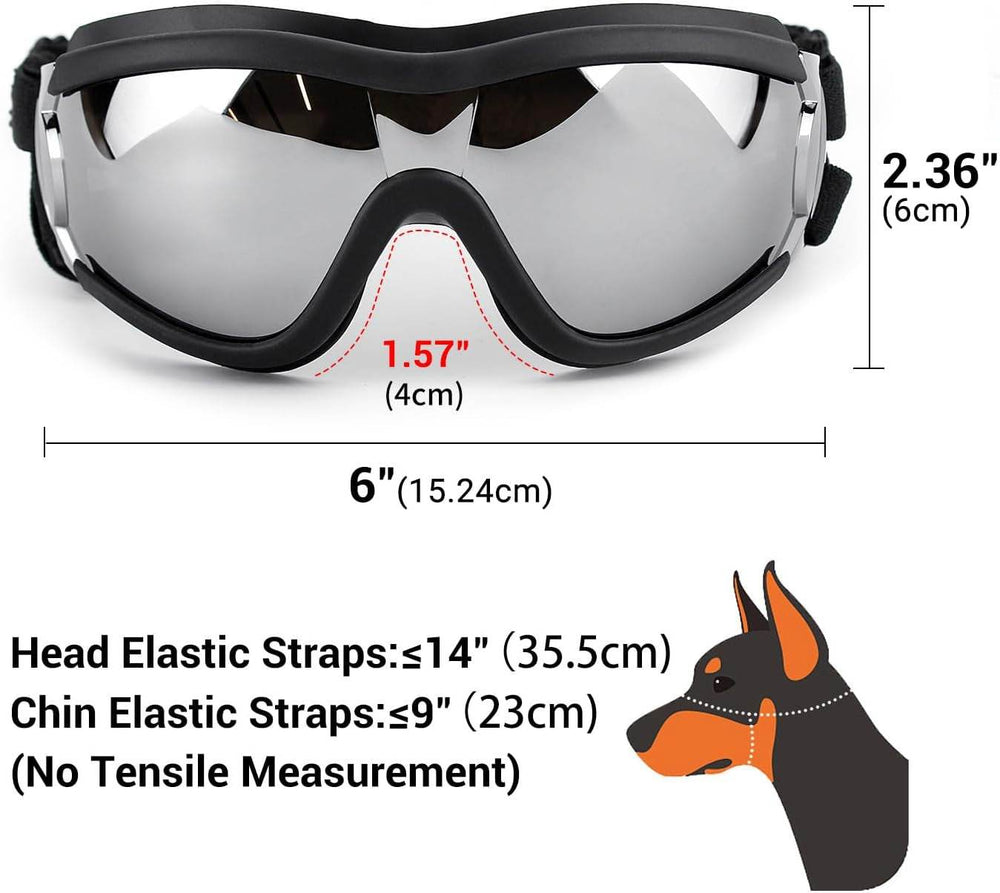 PETLESO Dog Goggles Large Breed, Large Dog Sunglasses Eye Protection for Dogs Windproof Goggles for Medium Large Dog Riding Biking Driving, Black - Marcapon