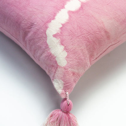 Pink Natural Dyed Shibori Tassel Pillows