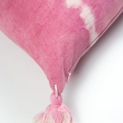 Pink Natural Dyed Shibori Tassel Pillows