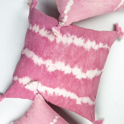 Pink Natural Dyed Shibori Tassel Pillows