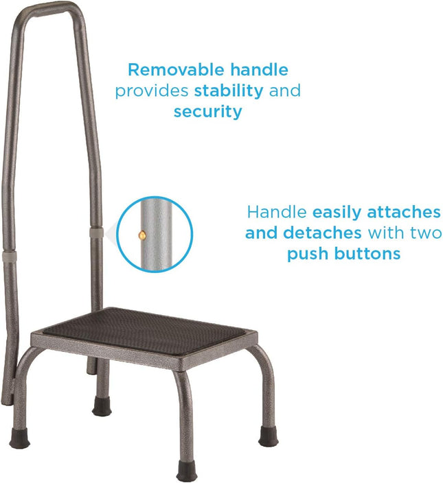 Nova Step Stool With Hand Rail – Safe, Durable, Non-Slip Step Up Stool 6066