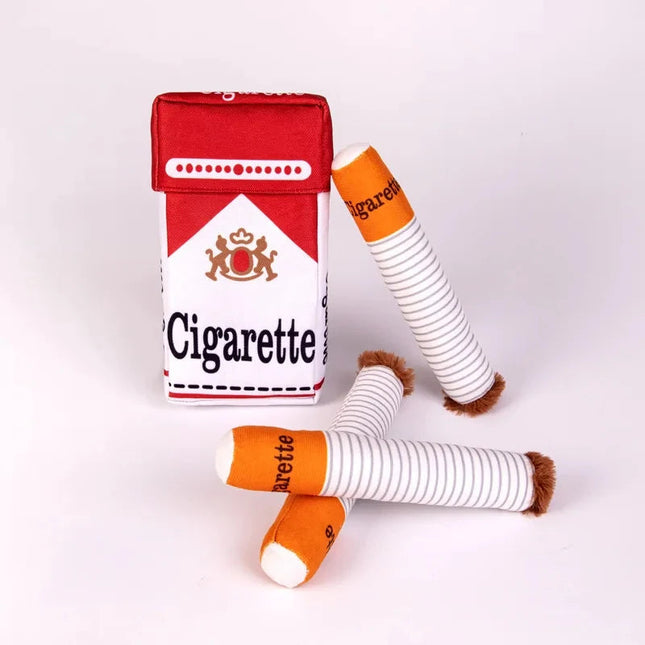 PuffPlay Cigarette Toy | Interactive Squeaky Dog Toy with Treat Box