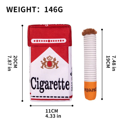 PuffPlay Cigarette Toy | Interactive Squeaky Dog Toy with Treat Box