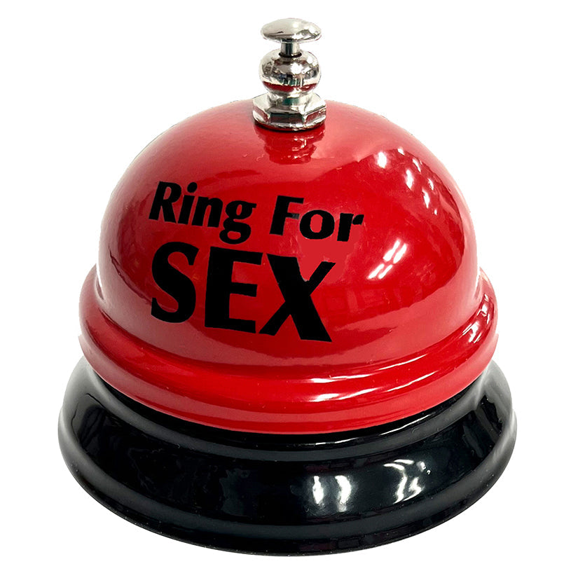 Ring for Sex desktop bell in red metal design placed on a flat surface