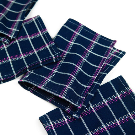 San Lucas Plaid Navy Cocktail Napkins, Set of 4