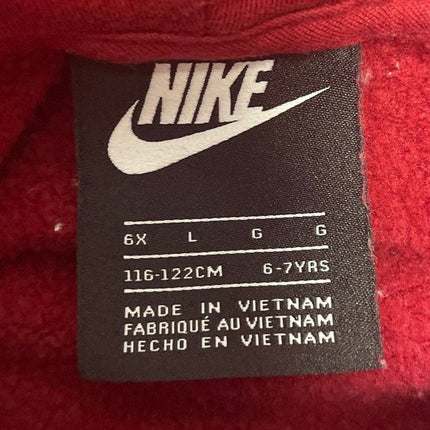 Nike Girls Glitter Logo Red Long Sleeve Sweatshirt Hoodie — Pre-Owned, Size 6X
