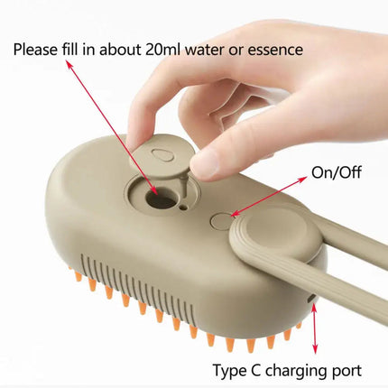 Steamy Pet Grooming Brush | 3-in-1 Steam Comb for Cats & Dogs — Detangle, Clean & Massage
