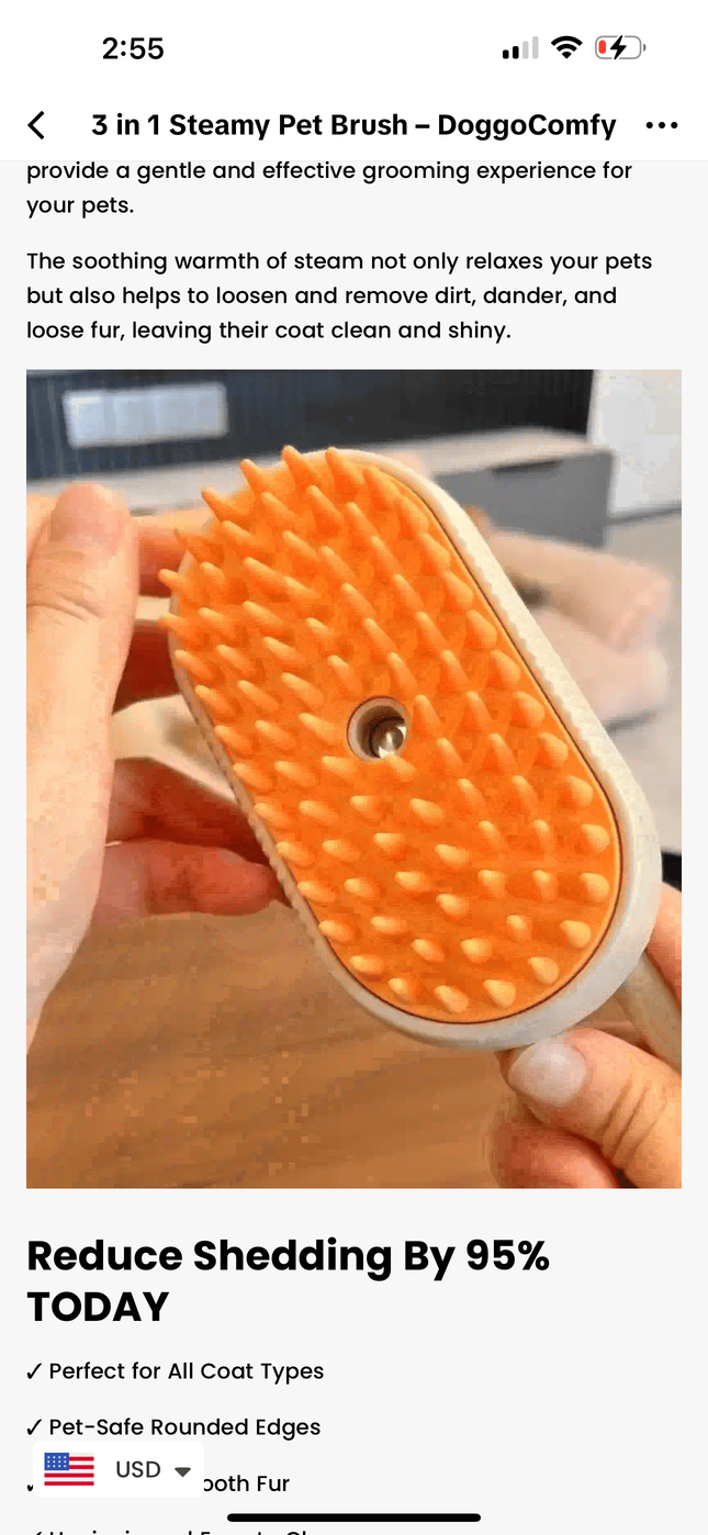 Steamy Pet Grooming Brush | 3-in-1 Steam Comb for Cats & Dogs — Detangle, Clean & Massage