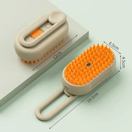 Steamy Pet Grooming Brush | 3-in-1 Steam Comb for Cats & Dogs — Detangle, Clean & Massage