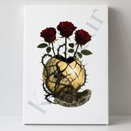 Thorned Bloom – Septarian Dragon Stone Digital Art Print | Dark Rose Botanical Download