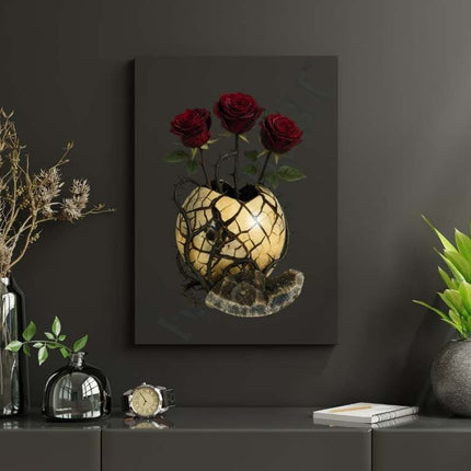 Thorned Bloom – Septarian Dragon Stone Digital Art Print | Dark Rose Botanical Download