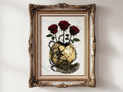 Thorned Bloom – Septarian Dragon Stone Digital Art Print | Dark Rose Botanical Download