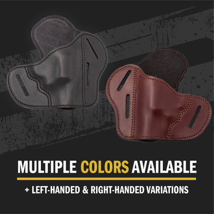 The Ultimate Leather Gun Holster | 3 Slot Pancake Style Belt Holster | Handmade in the USA! | J-Frame & 38 special - Lifetime Warranty