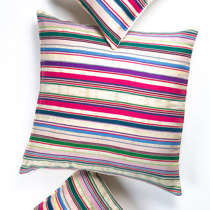 Guatemala el dokuması vintage Luna çizgili ikat yastık, 30x50 cm