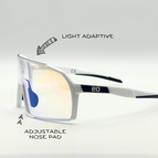 White | Lens: Photochromic Blue + Blue Mirror