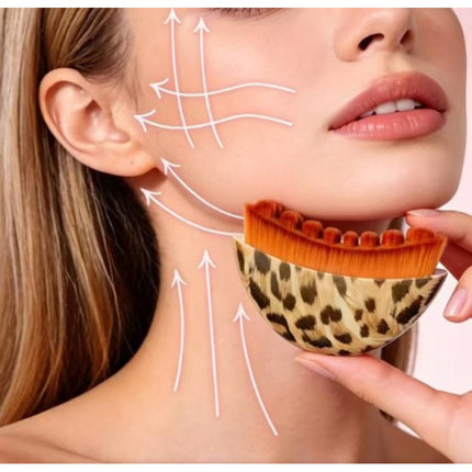 Leopard Print Lymphatic Drainage Facial Massage Brush