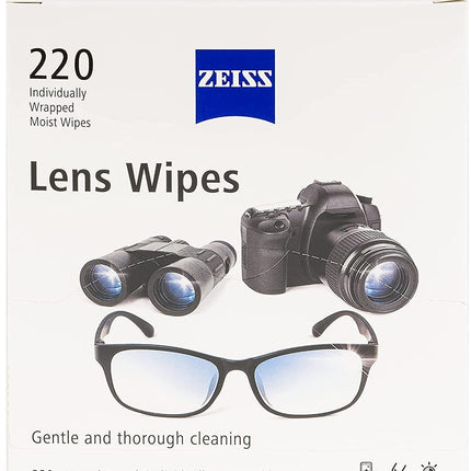ZEISS Pre-Moistened Lens Cleaning Wipes – Anti-Fog, Streak-Free, Safe for Coated Glasses & Screens – 80 to 600 Count