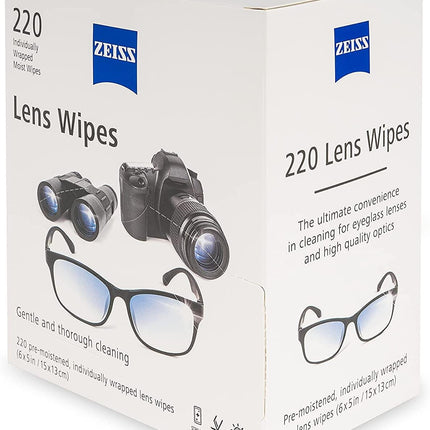 ZEISS Pre-Moistened Lens Cleaning Wipes – Anti-Fog, Streak-Free, Safe for Coated Glasses & Screens – 80 to 600 Count