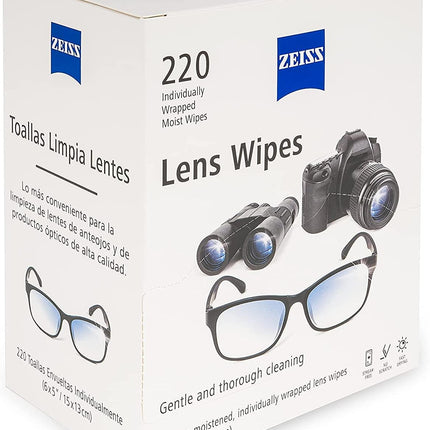 ZEISS Pre-Moistened Lens Cleaning Wipes – Anti-Fog, Streak-Free, Safe for Coated Glasses & Screens – 80 to 600 Count