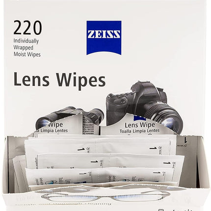 ZEISS Pre-Moistened Lens Cleaning Wipes – Anti-Fog, Streak-Free, Safe for Coated Glasses & Screens – 80 to 600 Count