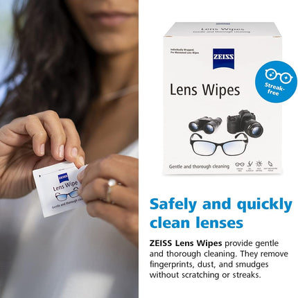 ZEISS Pre-Moistened Lens Cleaning Wipes – Anti-Fog, Streak-Free, Safe for Coated Glasses & Screens – 80 to 600 Count
