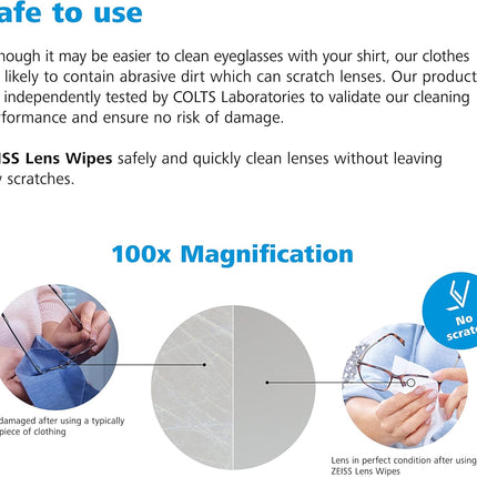 ZEISS Pre-Moistened Lens Cleaning Wipes – Anti-Fog, Streak-Free, Safe for Coated Glasses & Screens – 80 to 600 Count