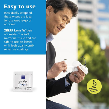 ZEISS Pre-Moistened Lens Cleaning Wipes – Anti-Fog, Streak-Free, Safe for Coated Glasses & Screens – 80 to 600 Count
