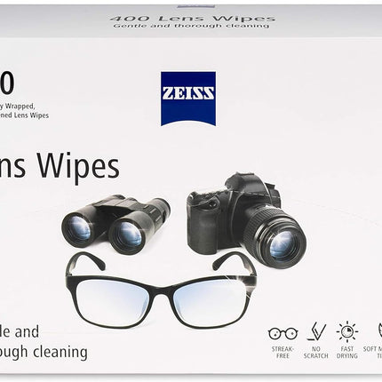 ZEISS Pre-Moistened Lens Cleaning Wipes – Anti-Fog, Streak-Free, Safe for Coated Glasses & Screens – 80 to 600 Count