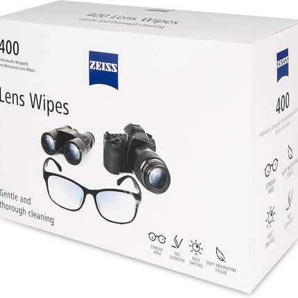ZEISS Pre-Moistened Lens Cleaning Wipes – Anti-Fog, Streak-Free, Safe for Coated Glasses & Screens – 80 to 600 Count
